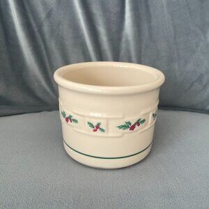 Longaberger Pottery Small Crock 2001 One Pint Crock Hollyberry Pattern